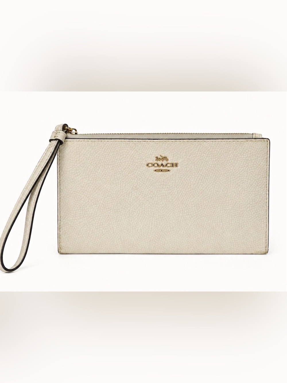 Coach Ivory Pebbled Leather Wristlet Wallet